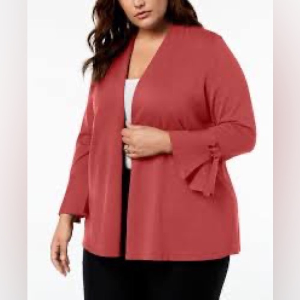 Alfani Open Front Cardigan with Tie-Cuffs, Size 1X